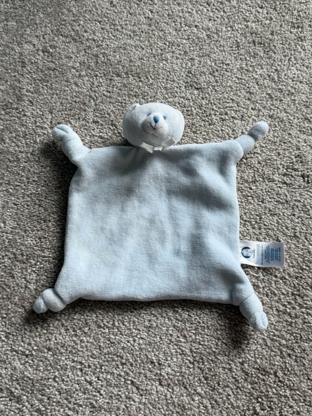 Gerber Blue teddy Bear Baby Security Blanket Lovey knotted